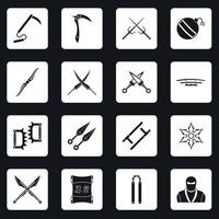 iconos de herramientas ninja establecer cuadrados vector