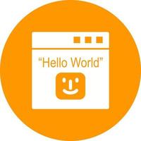 Hello World Program Circle Background Icon vector