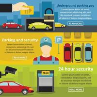 Parking security banner horizontal set, flat style vector