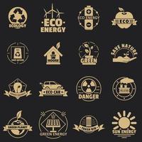 Ecology logo icons set, simple style vector