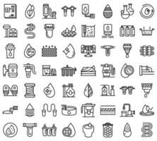 Equipment for water purification icons set, outline style vector