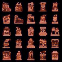 Chimney icons set vector neon