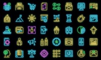 Successful campaign icons set vector neon