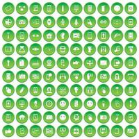 100 touch screen icons set green circle vector
