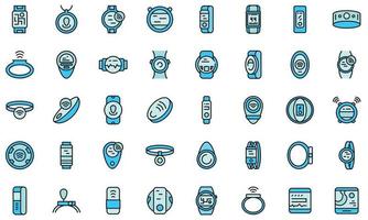 Wearable tracker icons set line color vector