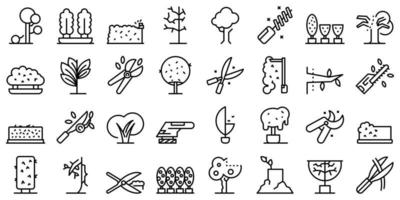 Tree trimming icons set outline vector. Tree woodcutter vector