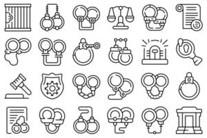 Handcuffs icons set outline vector. Cuff jail vector