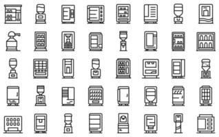 Drink machine icons set, outline style vector