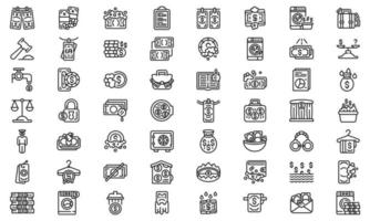 conjunto de iconos contra el lavado de dinero, estilo de esquema vector