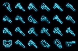 Digital micrometer icons set vector neon