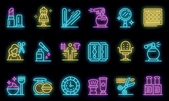 Stylist icons set vector neon