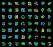 Bank cash icons set vector neon