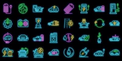 Hybrid icons set vector neon