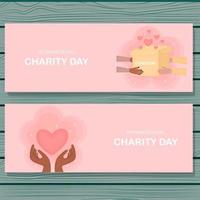 International day of charity, donation, collection of banners, vector illustration
