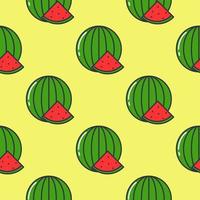 Watermelons on bright yellow background seamless pattern vector
