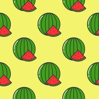 Watermelons on bright yellow background seamless pattern vector