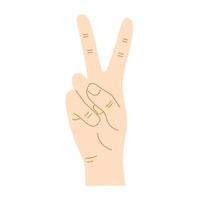 Hand sign victory vector isolated illustration