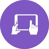 Using Tablet Circle Background Icon vector