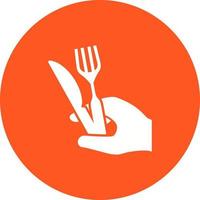 Holding Fork and Knife Circle Background Icon vector