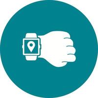 Location on Watch Circle Background Icon vector