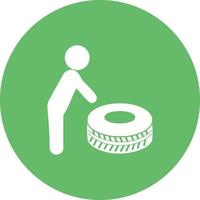 Fixing Punctured Tyre Circle Background Icon vector