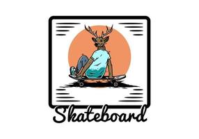 Man with deer head sitting on skateboard illustration vector