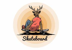 Man with deer head sitting on skateboard illustration vector