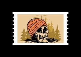 cabeza de calavera con diseño de ilustración de gorro vector