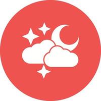 Cloudy with moon Circle Background Icon vector