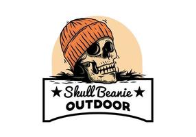 Skull head wearing beanie illustration design vector