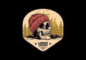 Skull head wearing beanie illustration design vector