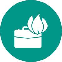 Briefcase on Fire Circle Background Icon vector