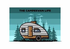 Teardrop camper vintage illustration design vector