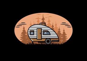 Teardrop camper vintage illustration design vector