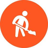 Man Sweeping Floor Circle Background Icon vector