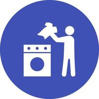 Man Doing Laundry Circle Background Icon vector