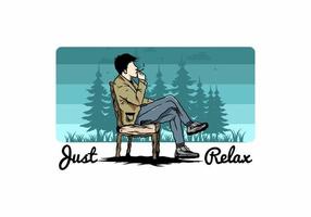 Man sit on chair and smoke cigarettes illustration vector