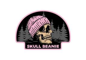 Skull head wearing beanie illustration design vector