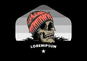 cabeza de calavera con diseño de ilustración de gorro vector