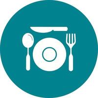 icono de fondo de círculo de comida de dos platos vector