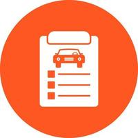 icono de fondo de círculo de lista de verificación de elementos de coche vector