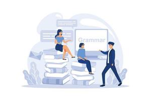 English class concept. Study foreign languages in school or university. Idea of global communication. Studying foreign vocabulary. Flat vector illustration