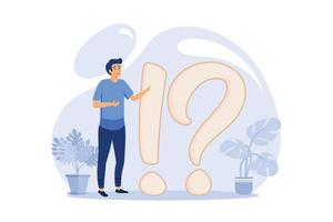 concept illustration of frequently asked questions of exclamation marks and question marks, metaphor question answer vector. flat design modern illustration