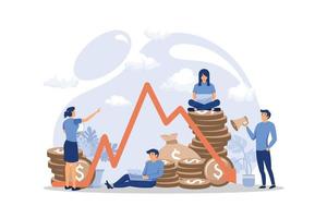 economic downturn, profit and loss, business and finance, crisis. flat design modern illustration vector