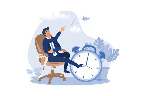 Productivity and efficiency in work, procrastination or time management or project deadline, best performance employee concept,