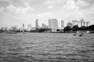 Life beside ChaoPraya river, shooting in Black and white theme color. photo