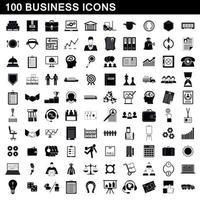 100 business icons set, simple style vector