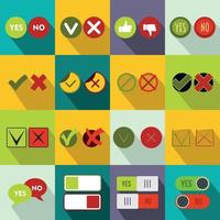 Check mark icons set, flat style vector