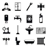 Sanitary engineering simple icons vector
