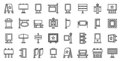 Outdoor advertising icons set, outline style vector